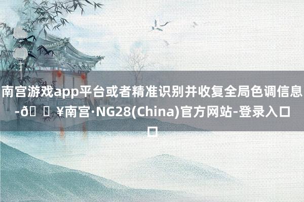 南宫游戏app平台或者精准识别并收复全局色调信息-🔥南宫·NG28(China)官方网站-登录入口